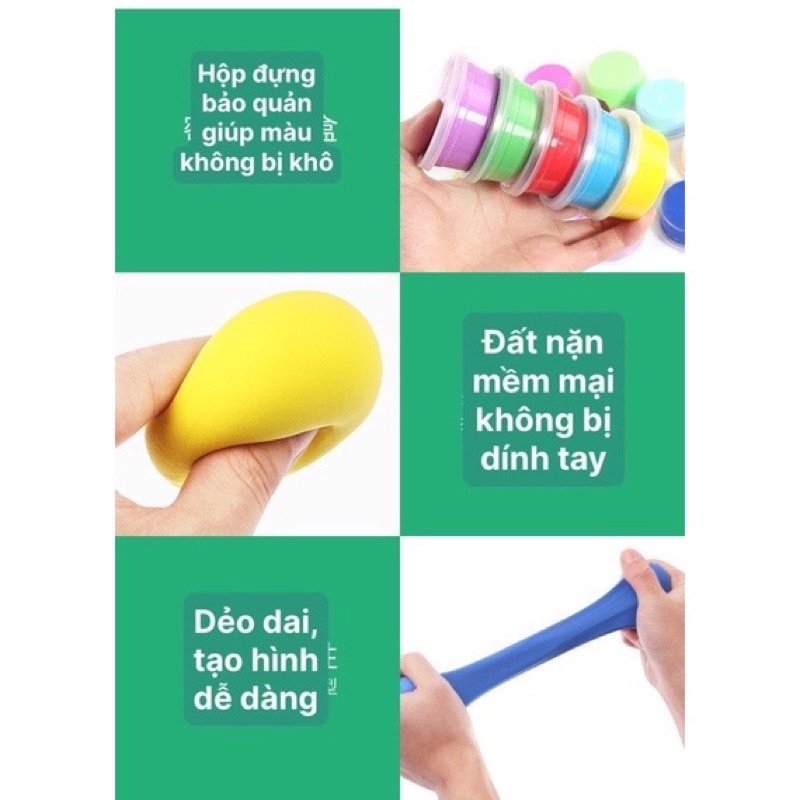 Hộp đất nặn 36 màu kèm khuân và sách hưỡng dẫn, đất nặn chất liệu tự nhiên an toàn cho bé