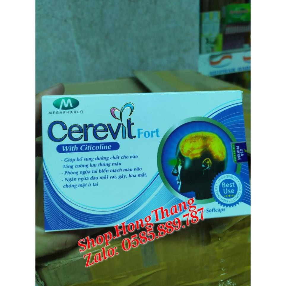 Cerevit fort Viên uống GIÚP TĂNG CƯỜNG LƯU THÔNG MÁU ,BỔ NÃO cung cấp dưỡng chất cho não