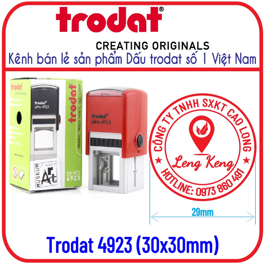 Khắc dấu tròn, dấu vuông kích thước 30x30mm (Trodat 4923)