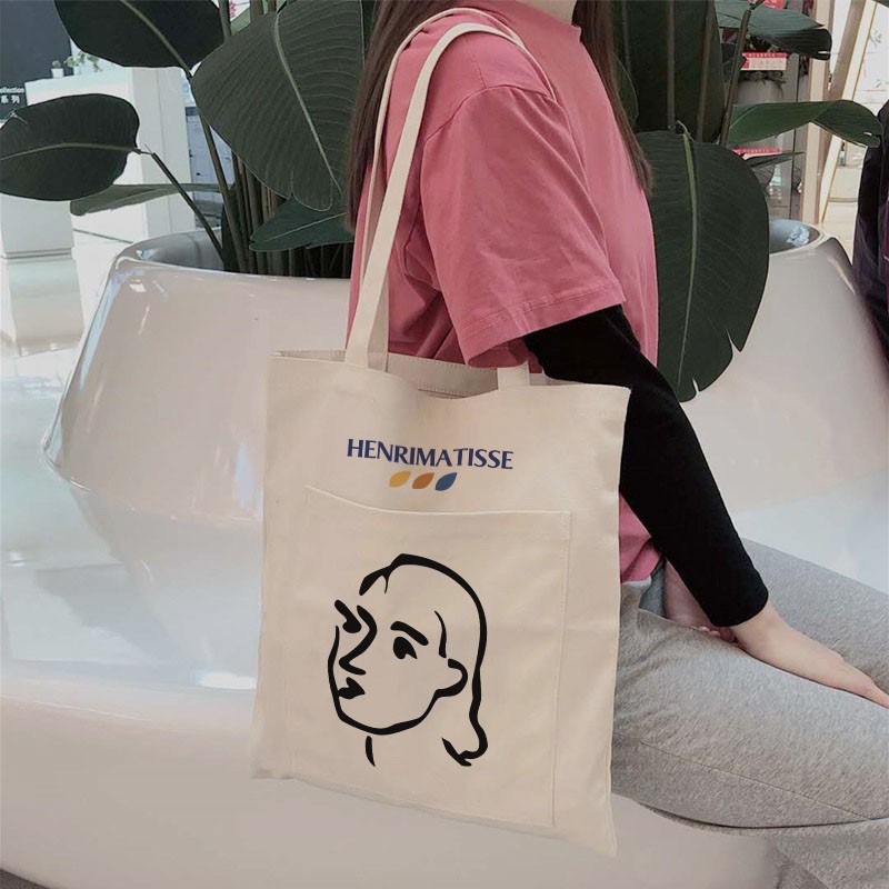 Túi Vải Đeo Vai Tote Henrimatisse 3 Lá Ngăn Ngoài