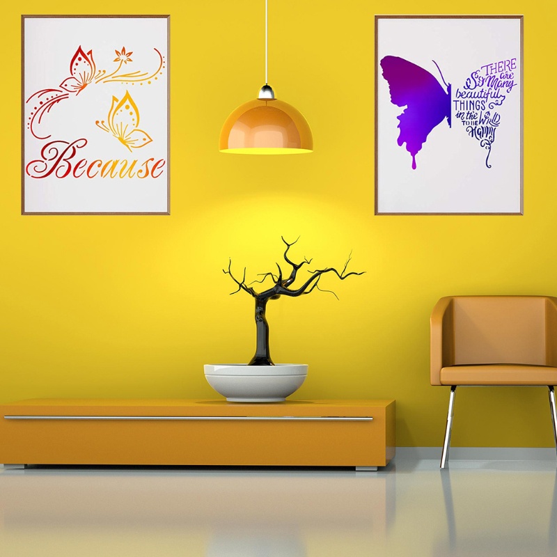 Set 16 Khuôn Vẽ Tranh Hình Bướm DIY Có Thể Tái Sử Dụng