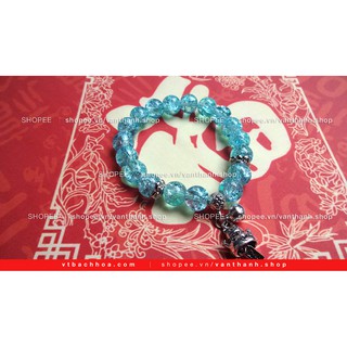 Vòng tay Mèo Thần Tài mệnh Thủy mệnh Mộc Thủy Tinh Xanh Dương Vân Rạn 10li (MAK3)