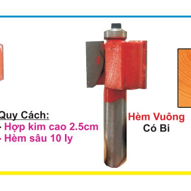 MŨI HÈM VUÔNG CÓ BI - MŨI PHAY ĐÁNH HÈM CỬA CÓ BI