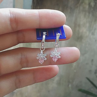 Khuyên tai bạc hoa nơ đinh đá cho bé
