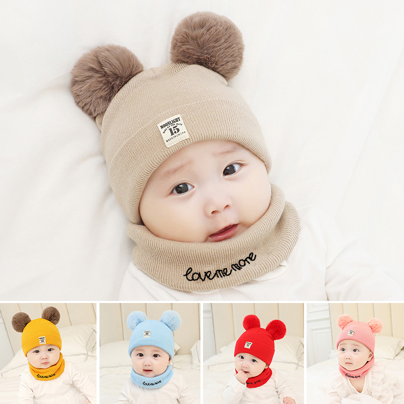 Mũ len đính quả bông xinh xắn cho bé