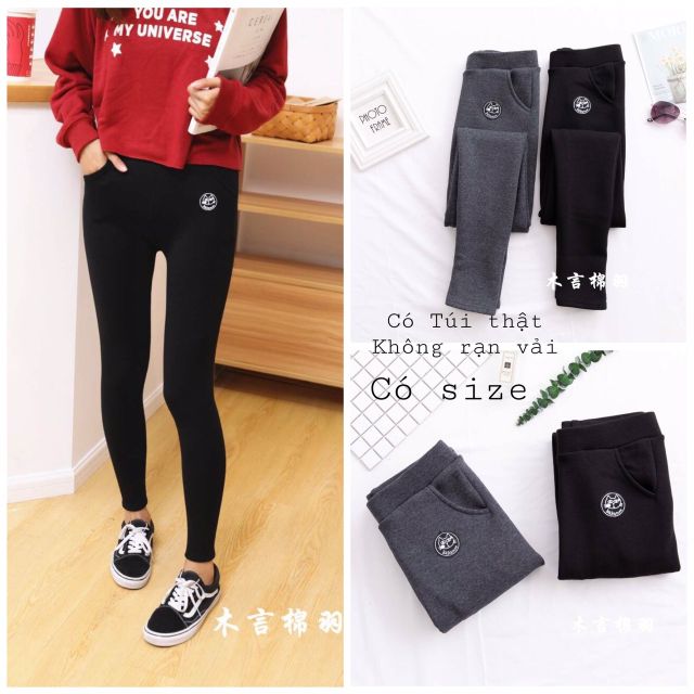 Quần legging mèo lót lông loại 1 có túi