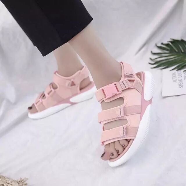 (Video) Sandal nữ,sandal học sinh 3 quai hoa cúc vải mêm thời trang