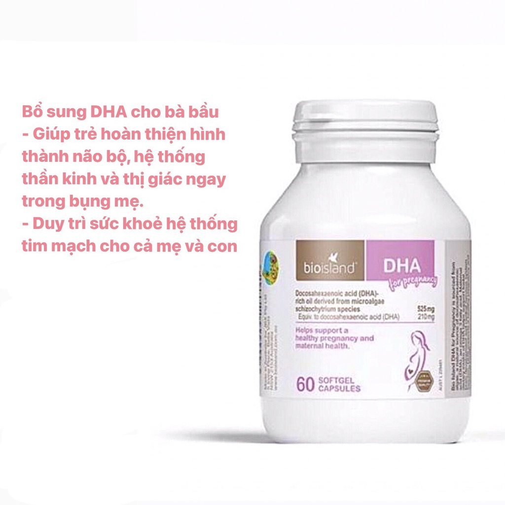 DHA bầu Bio Island Viên Uống Bổ Sung DHA cho Bà Bầu DHA bầu 60 viên