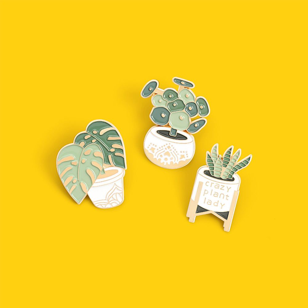 MIHAN1 Gift for Friends Lapel Pin Jewelry Custom Crazy Plant Lady Enamel Pins Clothes Sansevieria Brooches Bag Backpacks Novelty Potted Plant Badge