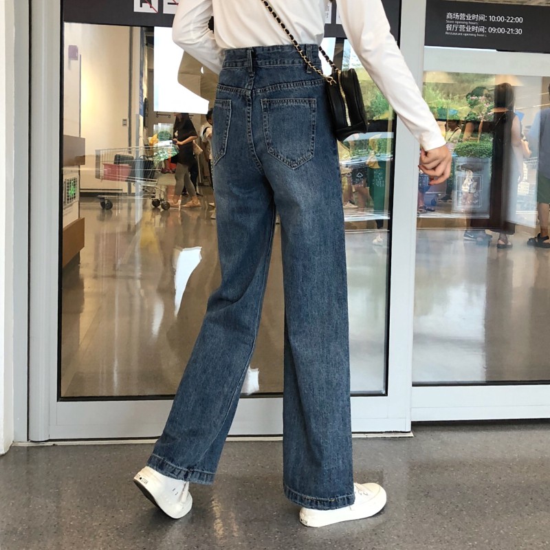 [Sẵn] QA19_Quần jeans cạp cao ống rộng basic ullzang | BigBuy360 - bigbuy360.vn