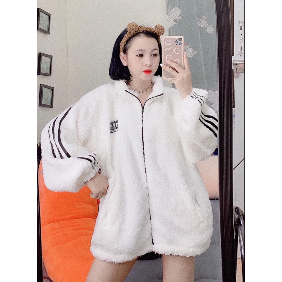 Áo khoác nữ kéo khóa Lông cừu logo Das siêu ấm_thời trang mùa đông-phong cách Unisex phom rộng | BigBuy360 - bigbuy360.vn