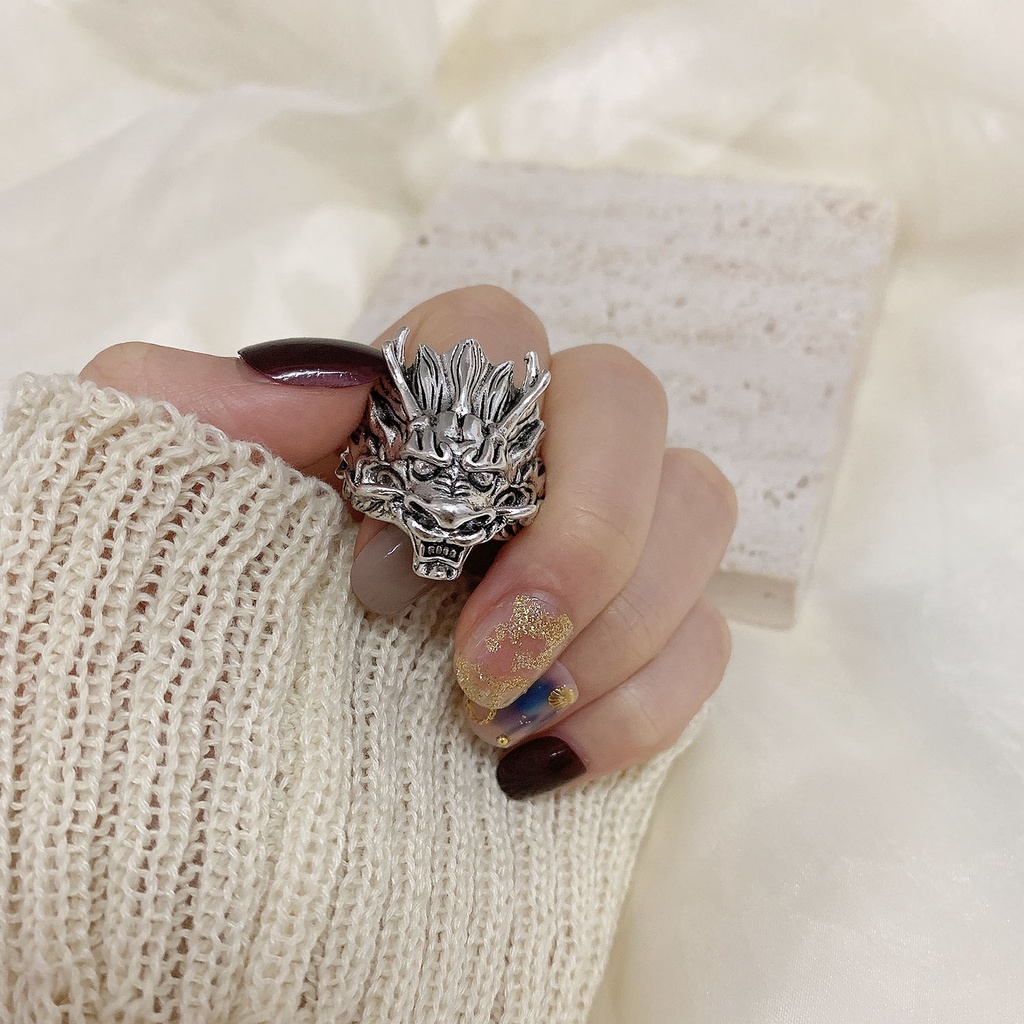 Nhẫn Rinhoo bạc tùy chọn kiểu dáng phong cách vintage cho nam