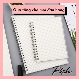 [Mã COPHMGG0D giảm 5% cho đơn từ 40k]Sổ Tay Gáy Lò Xo Phibi GRID LINE A6/A5/B5 Bìa Nhựa Trong Suốt Bullet Journal