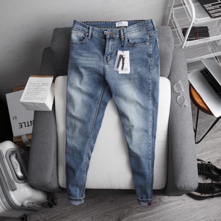 Quần jean nam xanh đậm slimfit nhập khẩu - co giãn