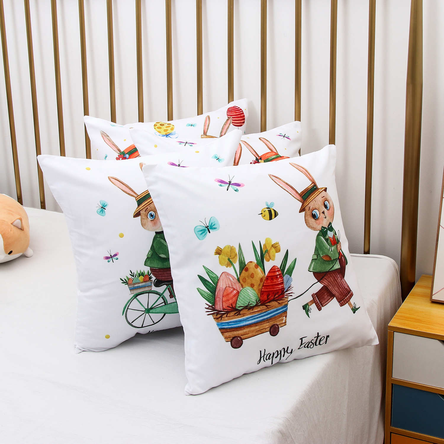 Set 4 Áo Gối 18x18 Inch Họa Tiết Dễ Thương Cho Trang Trí