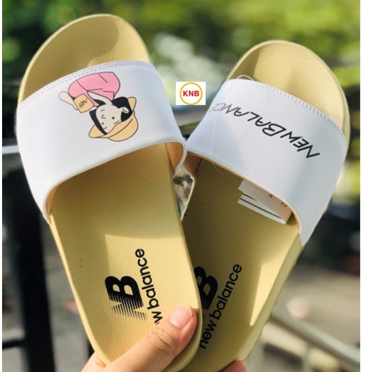 ♥️ Freeship+Ảnh Thật ♥️ Dép 𝗡𝐁 quai ngang nam nữ, dép quai ngang chàng trai cô gái, unisex thể thao màu trắng vàng