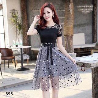 [ CỰC HOT ] ĐẦM XÒE CỰC XINH CỔ TRÒN THANH LỊCH MÀU XÁM ĐỦ SIZE CHO CÁC CHỊ EM - 395