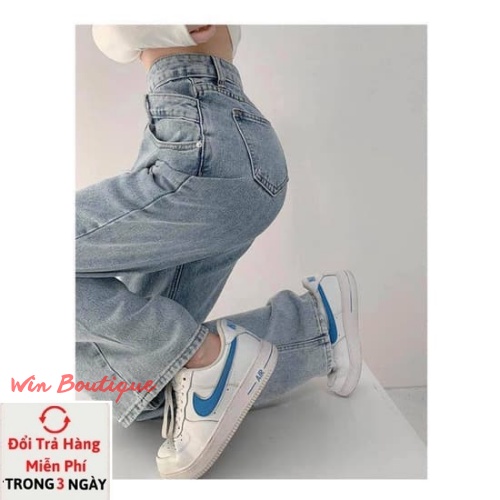 Quần bò cạp lệch ống rộng hack dáng phong cách Hàn Quốc Win Boutique