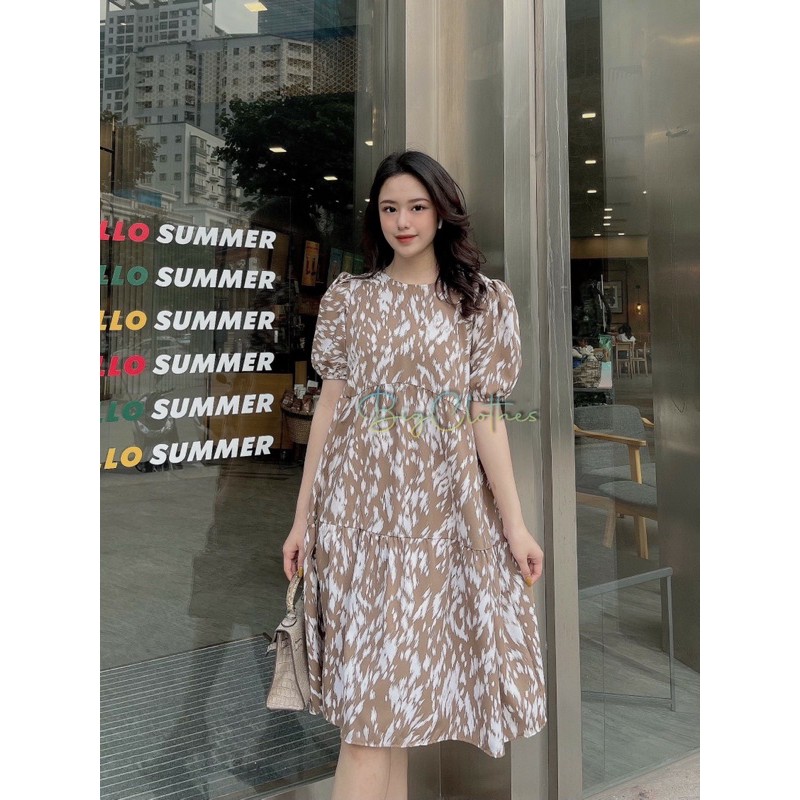 Váy đầm bigsize thiết kế chất lụa hàn hoạ tiết sơn lá liễu đẹp sang chảnh từ 45kg đến 75kg | BigBuy360 - bigbuy360.vn