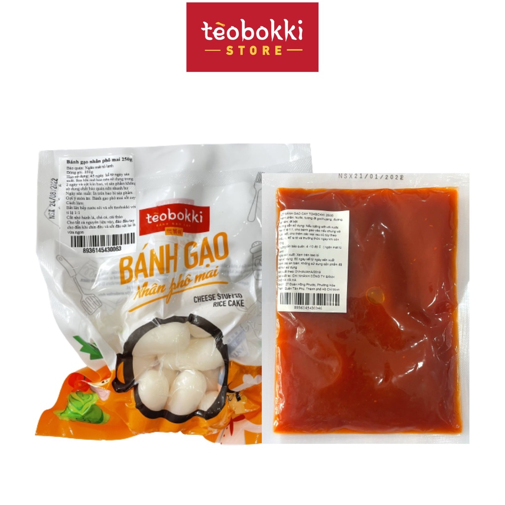  Combo tokbokki nhân phô mai kèm sốt Bánh gạo nhân phô mai Tèobokki