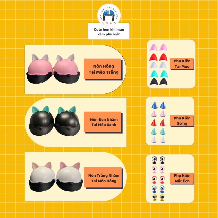 Nón bảo hiểm sơn một màu tặng kèm Sticker nhiều mẫu đa dạng chất liệu nhựa ABS màu sơn bền bỉ Cute Shop NT01