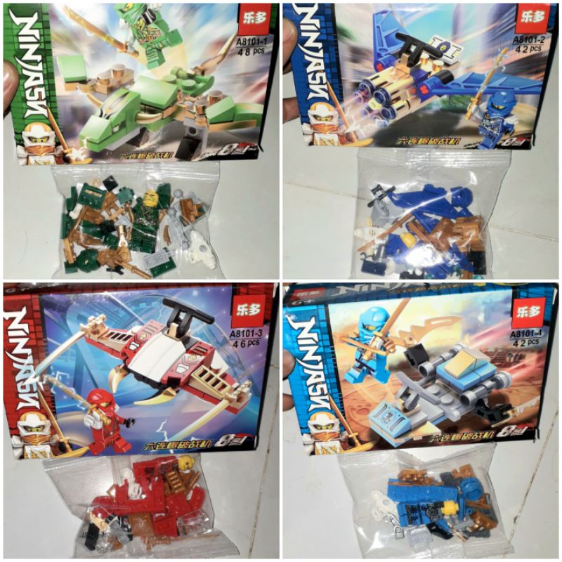 Lắp ráp 1 hộp Ninjago Cưỡi xe và máy bay A8101 có nhiều chi tiết