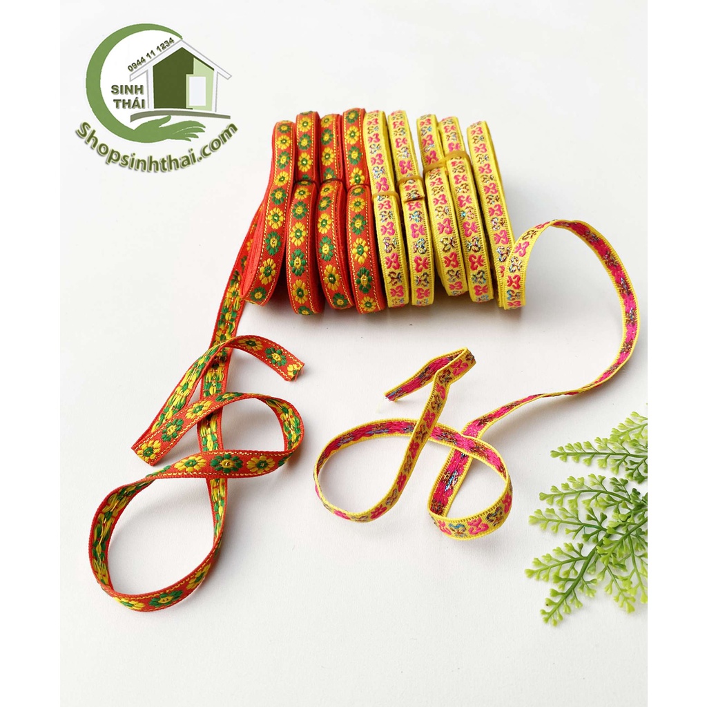 Dây thổ cẩm màu đỏ và vàng, bản rộng 1cm - Chọn loại