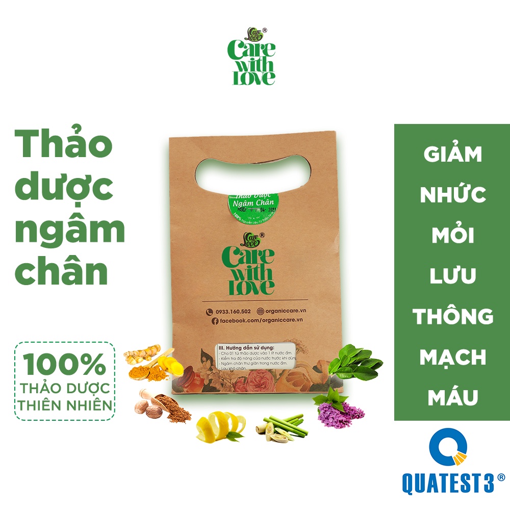 Thảo Dược Ngâm Chân CARE WITH LOVE Giảm Phù Chân, Đau Nhức Mỏi - Set 5 Gói