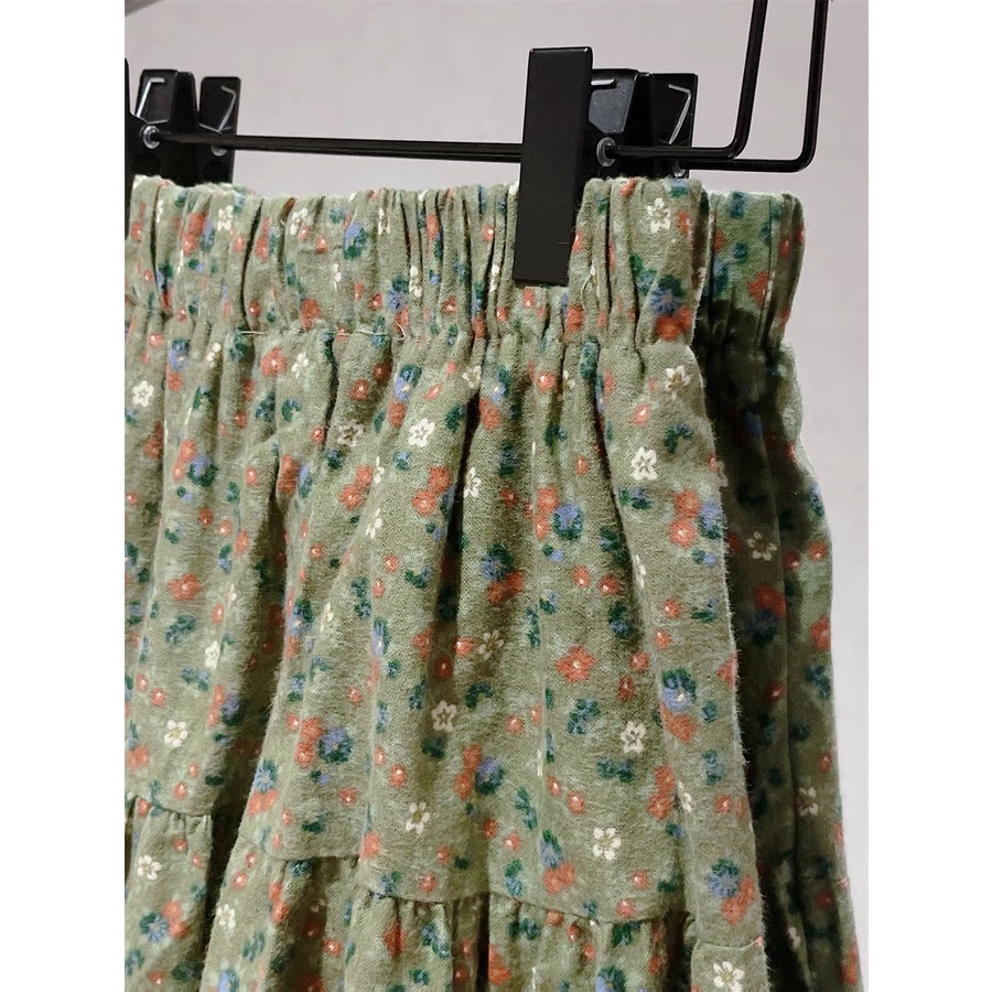 𝗺𝗶𝗲 𝘀𝘁𝘂𝗱𝗶𝗼 - HÀNG CÓ SẴN Chân váy chun lưng thoải mái xanh hoa nhí vintage