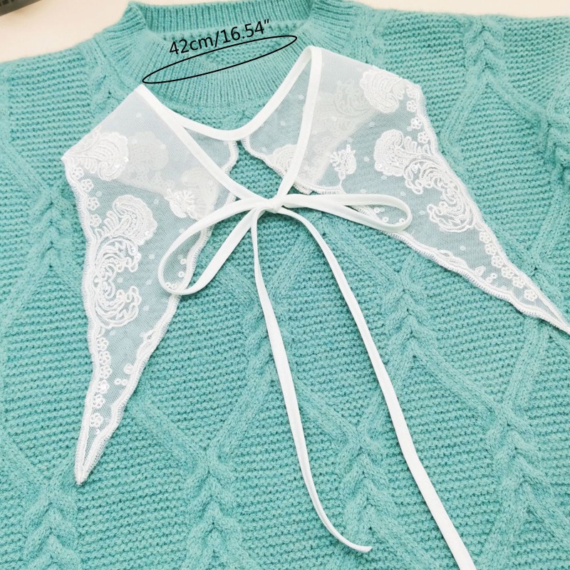 Cổ Áo Sơ Mi Giả Thêu Hoa Xinh Xắn Thời Trang Cho Nữ