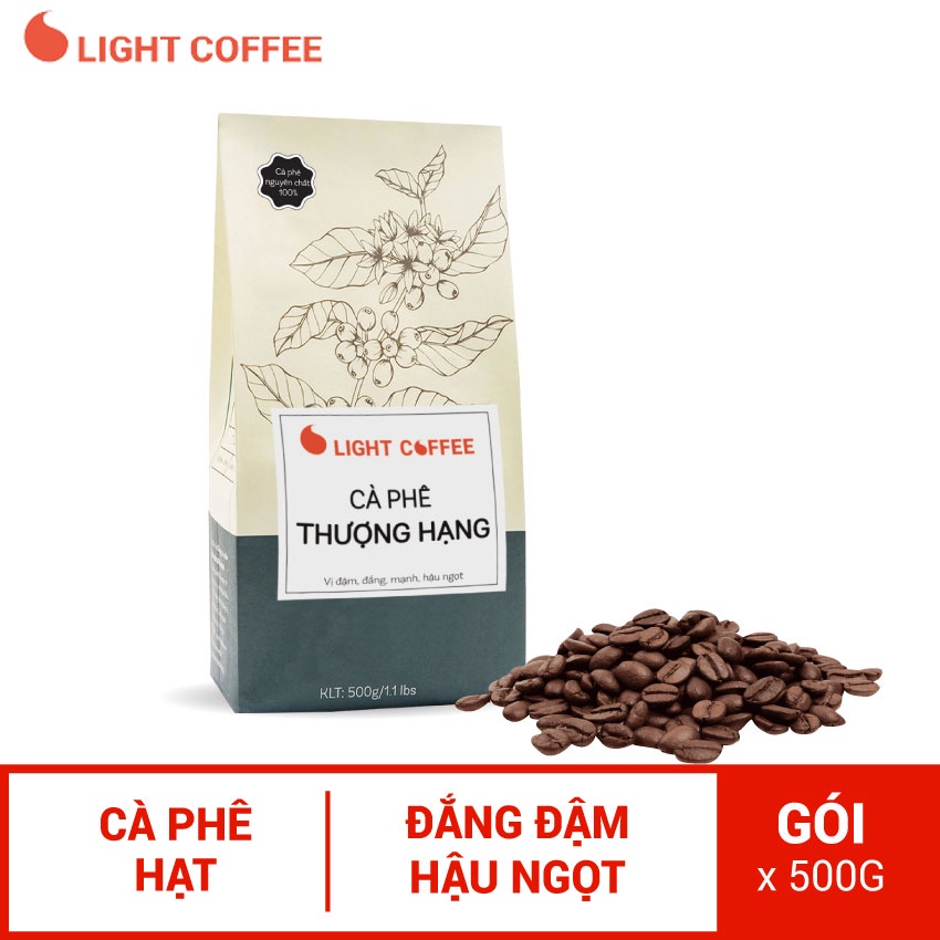 Cafe Thượng hạng Light Coffee gu đậm, đắng mạnh, hậu ngọt - Gói 500g