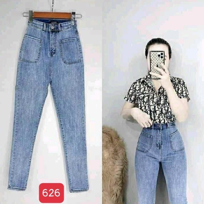 Quần jean nữ xanh trơn cao cấp - Chất liệu Denim (Hàng chuẩn form) Thời Trang Nam Nữ Gemini KVC626
