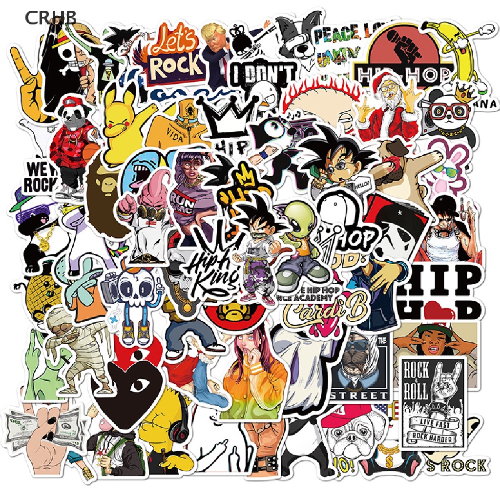 Set 100 Sticker Dán Trang Trí Máy Tính Phong Cách Hip Hop Rock Mới