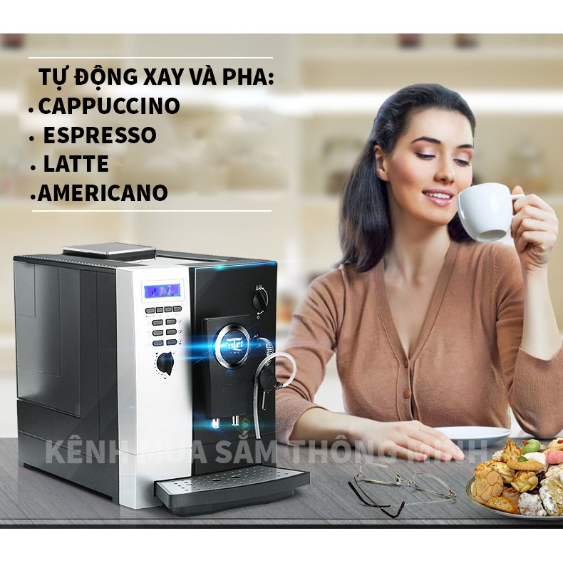 Máy pha cà phê hoàn toàn tự động từ hạt COLET, pha Americano, Cappuccino, Latte, Espresso, pha cà phê sạch, mộc