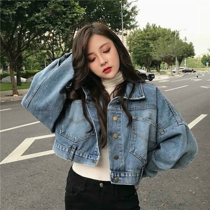 Áo khác jeans lững form rộng AK054