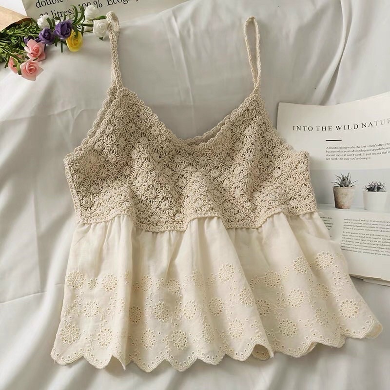 39-Sét đồ bộ nữ áo 2 dây quần giả váy đi biển đi chơi siêu đẹp