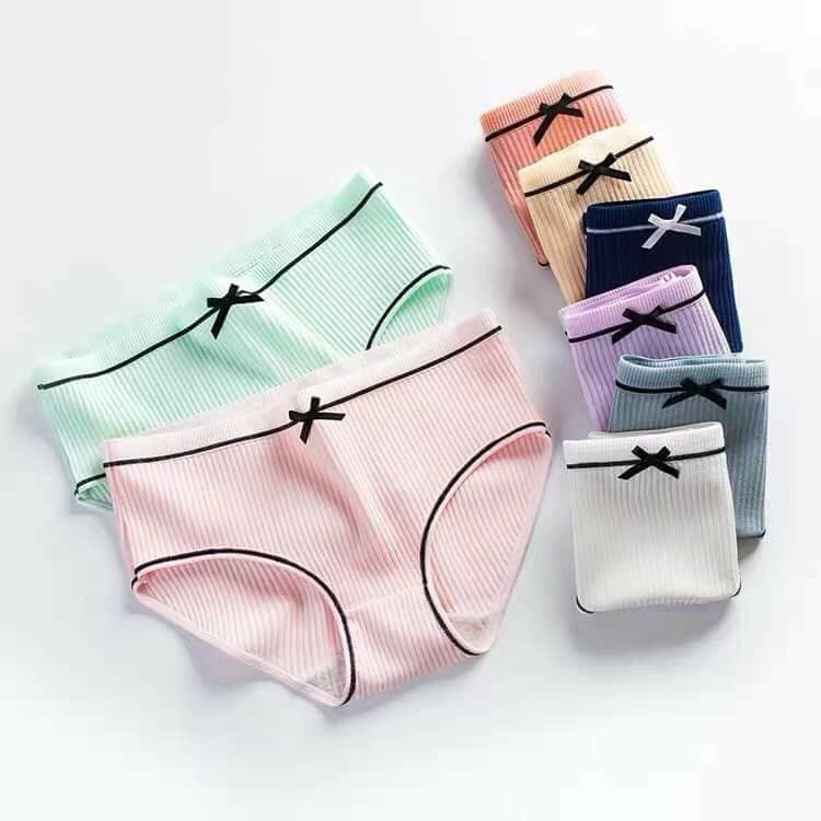 QUẦN LÓT NỮQUẦN TĂM GÂN ĐÍNH NƠ KHÁNG KHUẨN HỌA TIẾT XINH XĂN KÈM TÚI ZIP