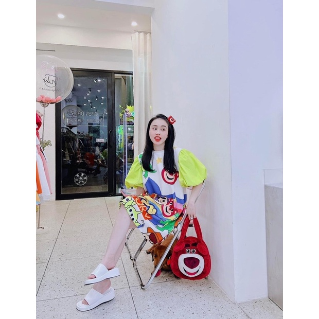 Đầm 3D tay phồng siêu đẹp,hàng loại 1 chuẩn mẫu