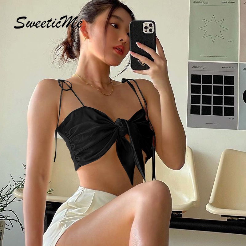 Áo Hai Dây Cổ Chữ V Phối Ren Gợi Cảm Sweeticme