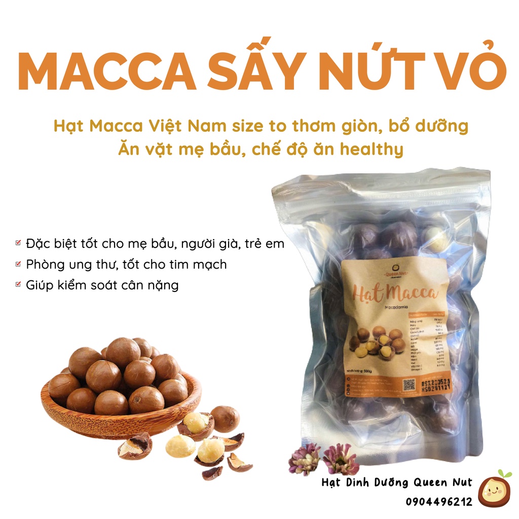 Hạt Macca Size VIP GIA LAI sấy nứt vỏ 500g