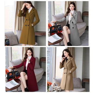 Áo Khoác Dạ Thu Đông Phôm Dài Cổ V Cao Cấp BY4470