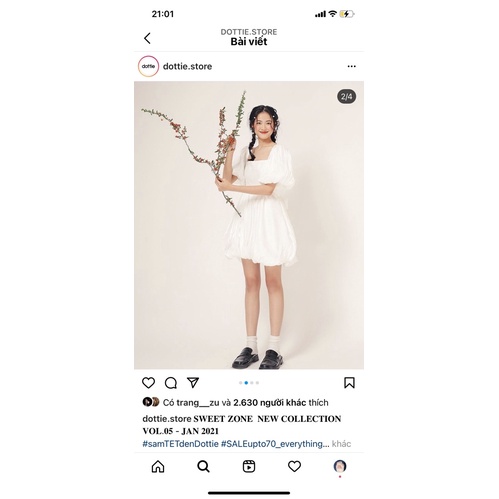 Đầm trắng Dottie size S