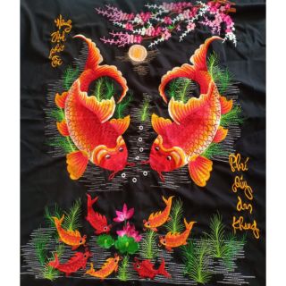 Tranh thêu vi tính Cá chép