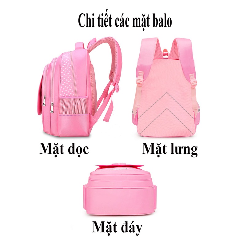 [LOẠI HOÀNG GIA - SIZE CHO BÉ LỚP 3- 7] Balo cho bé gái cao cấp, cặp sách đi học có phản quang thoáng khí ở lưng cho học
