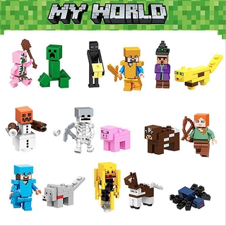 Bộ 16 mô hình lắp rắp nhân vật hoạt hình Minecraft