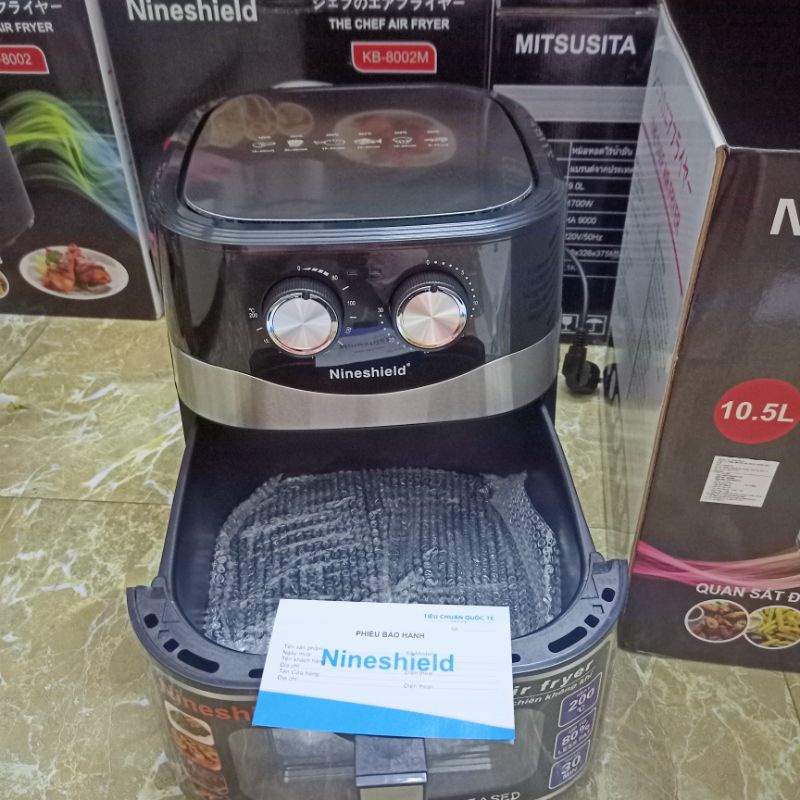 [MỚI]Nồi Chiên Không Dầu 10.5L NINESHIELD - Có Đèn LED - Thiết Kế Mặt Kính - Chính Hãng - Bảo Hành 12 Tháng