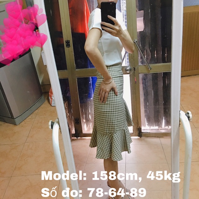 Hàng sẵn - Chân váy đuôi cá ngắn sọc caro cạp khóa có ảnh thật | BigBuy360 - bigbuy360.vn