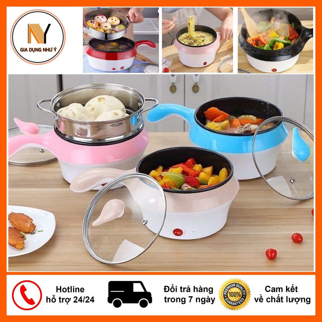 NỒI LẨU MINI 2 TẦNG ĐA NĂNG CHỐNG DÍNH - CHIÊN - XÀO - LẨU - LUỘC - NẤU CƠM KÈM XỬNG HẤP