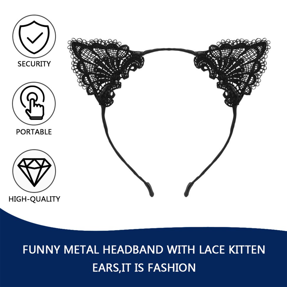 Cute Kitten Costume Ear Lace Hairbands Fashion Party Headbands For Female
