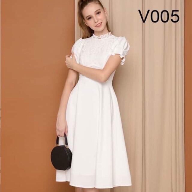 Sale mạnh Đầm trắng tiểu thư hiệu Gumac vải đẹp form chuẩn